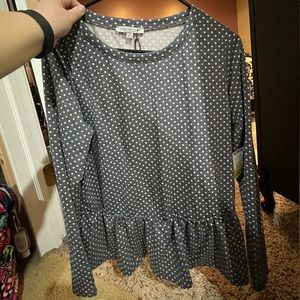 Polka dot peplum top-XL